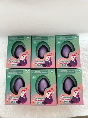 Lot of 6 Mini Unicorn Hatching Egg Toys Purple Kids Party Favors Ages 4+ Kids